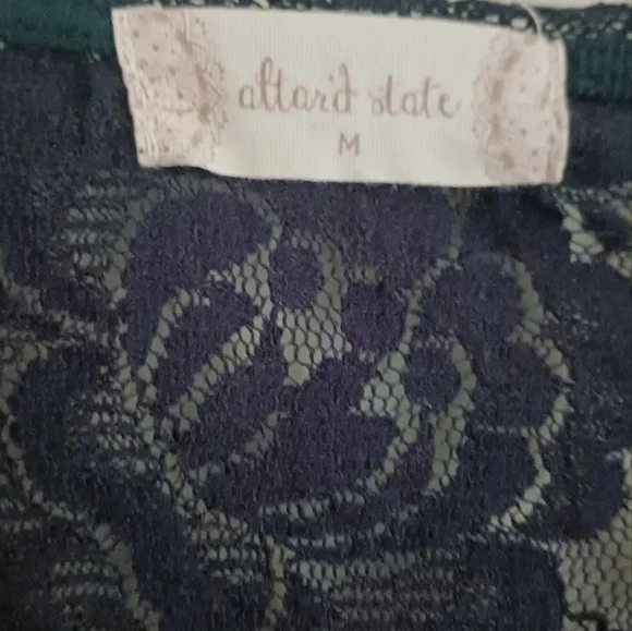 Altered States Women's Blue Plaid Lace Top With Embroideres Bell Sleeves. Medium - Picture 5 of 9